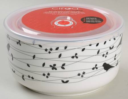 Oiseau Black 40 Oz Round Plastic Microwave Bowl w/Vent Lid by Ciroa