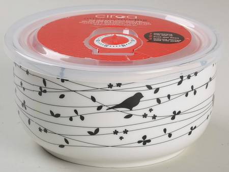 Oiseau Black 16 Oz Round Plastic Microwave Bowl w/Vent Lid by Ciroa