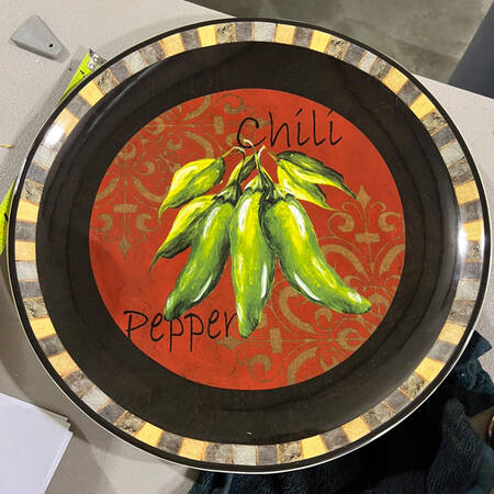 Chili Pepper Chip Bowl/Plate for Chip & Dip Set