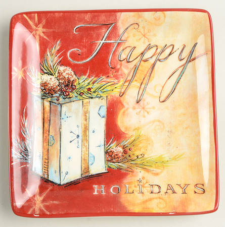 Seasons Greetings Square Canape Plate