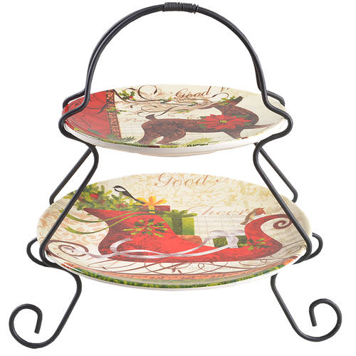 Winter Garden 2 Tier Server Plates & Metal Stand