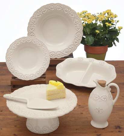 Adeline Ivory 11" Pedestal Cake Stand & Ceramic Server