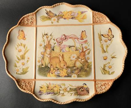 Bunny Basket 16" Oval Serving Platter