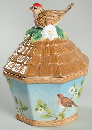 Botanical Birds Dip Bowl & Lid with Spreader Set