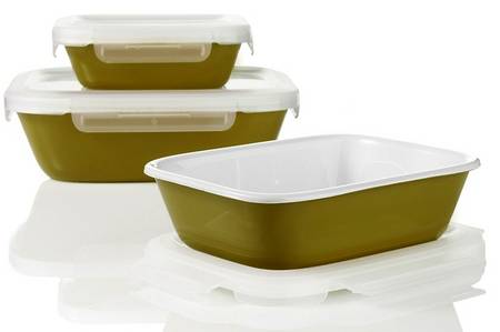 Strokes of Color (Brushed) Apple Green 9" Rectangular Baker & Plastic Lid