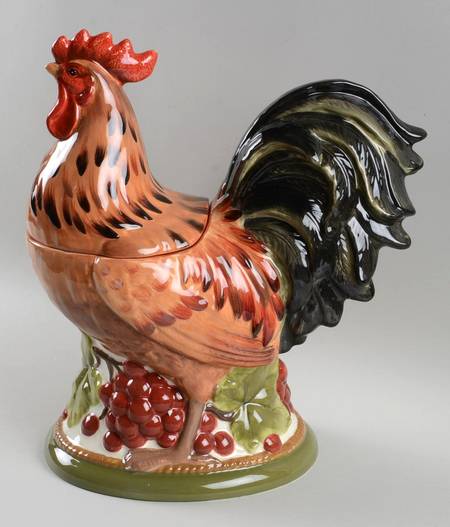 Tuscan Rooster Figural Cookie Jar & Lid