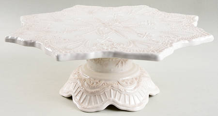 Seasonal Elegance Snowflake 12" Diameter Pedestal Cake Stand