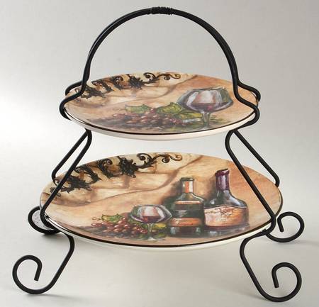 Tuscan View 2 Tier Server Plates & Metal Stand