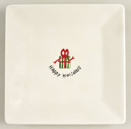 Happy Holidays Square Appetizer Plate by BIA Cordon Bleu