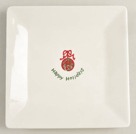 Happy Holidays Square Appetizer Plate by BIA Cordon Bleu