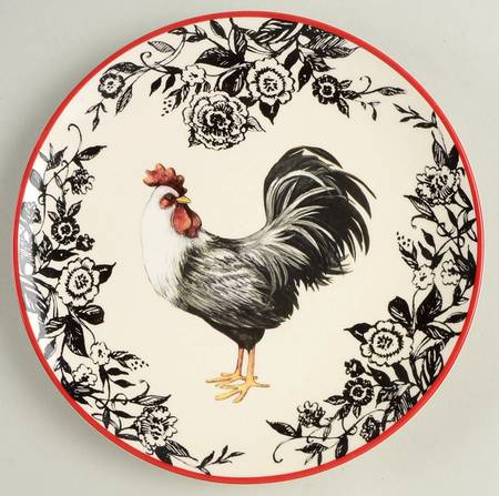 Rooster-Black Salad Plate