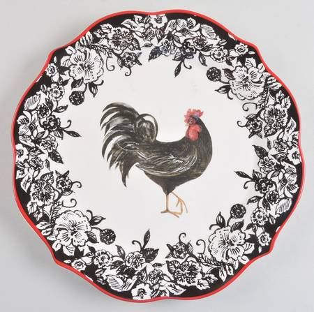 Rooster-Black Dinner Plate