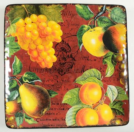 Botanical Fruit 12" Square Serving Platter