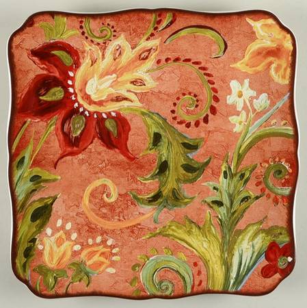 Spice Flowers 12" Square Serving Platter