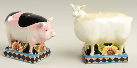 French Barnyard Figural Salt and Pepper