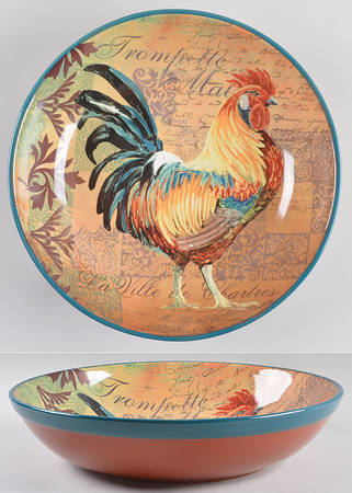 Rustic Rooster 13" Pasta Serving Bowl