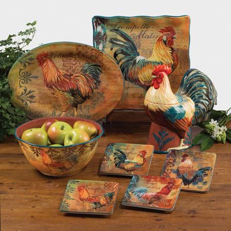 Rustic Rooster 13" Square Serving Platter