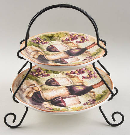 Sanctuary Wine 2 Tier Server Plates & Metal Stand