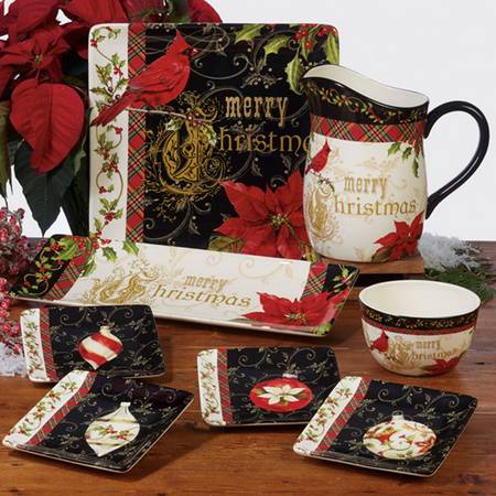 Poinsettia Square Canape Plate