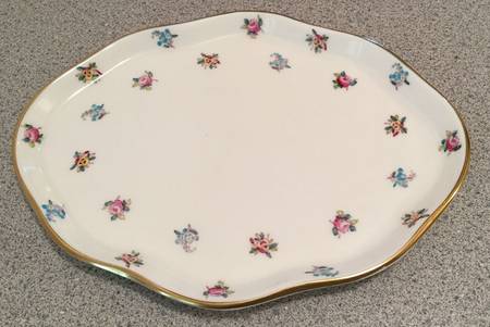 Floral Bouquet (Scalloped, Gold Trim) Tray for Mini Creamer & Open Sugar