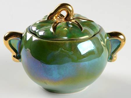 Pantry Parade Green Luster Sugar Bowl & Lid