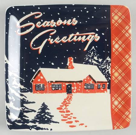 Retro Christmas Square Canape Plate