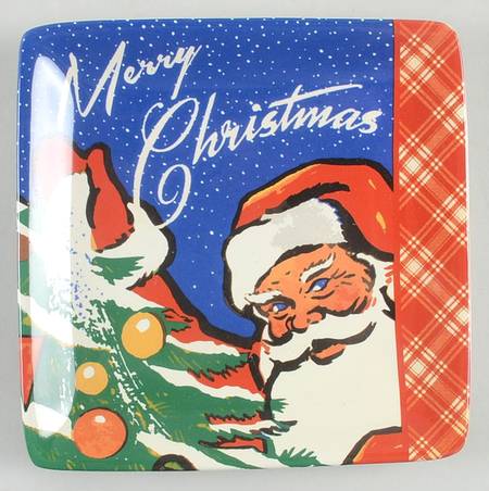 Retro Christmas Square Canape Plate
