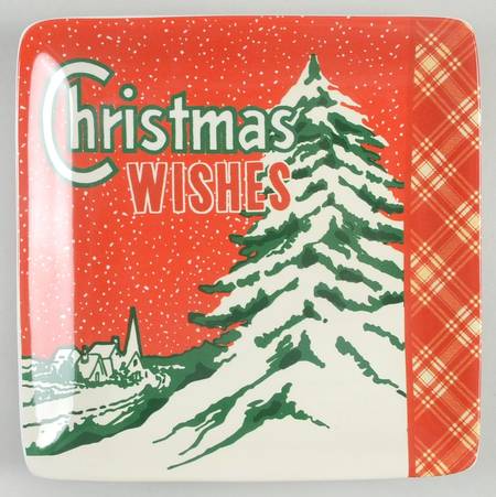 Retro Christmas Square Canape Plate