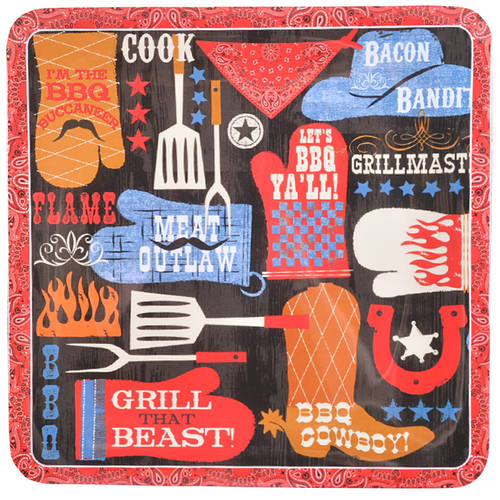 BBQ Bandit (Melamine) 14" Square Platter