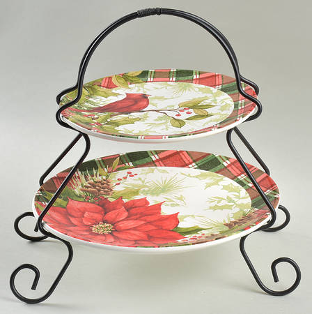 Winter Field Notes 2 Tier Server Plates & Metal Stand
