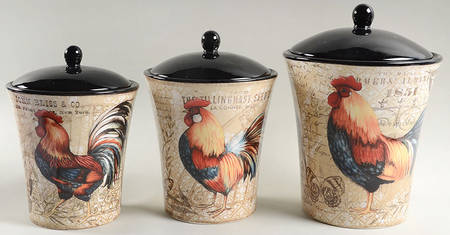 Gilded Rooster (3 Piece) Canister Set (Box Set)