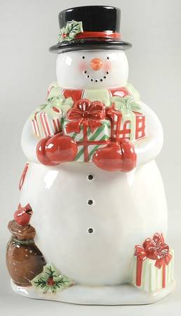 Starry Night Snowman Figural Cookie Jar & Lid