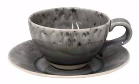 Madeira-Grey Flat Cup & Saucer Set