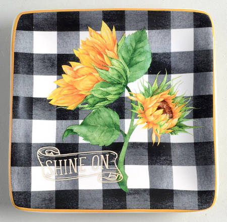Sunflower Fields Square Canape Plate