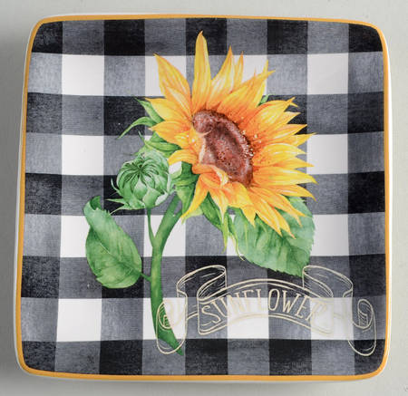 Sunflower Fields Square Canape Plate