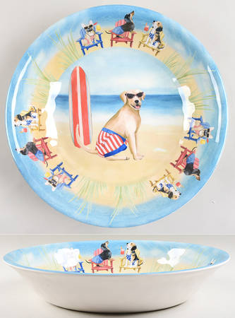 Hot Dogs 13" Round Serving Bowl