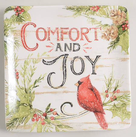 Evergreen Christmas Square Dessert Plate