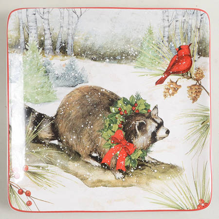 Winter Forest Square Dessert Plate