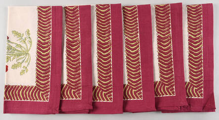 Table Linens & Accessories (6 Pack) 19" x 19" Poppies Red/Green Cloth Napkin
