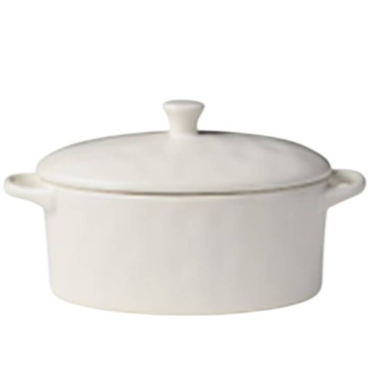 Linen Cream Mini Oval Baker & Lid