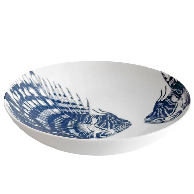 Spiky Fish Blue Individual Dinner Bowl