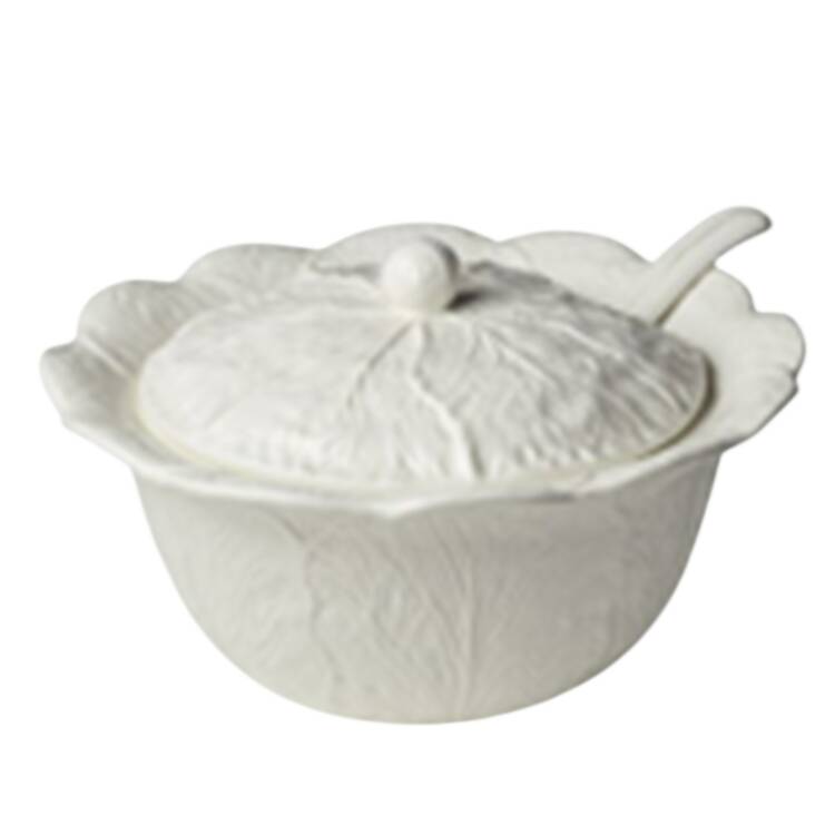 Le Jardin White Cabbage Tureen & Lid w/Ladle