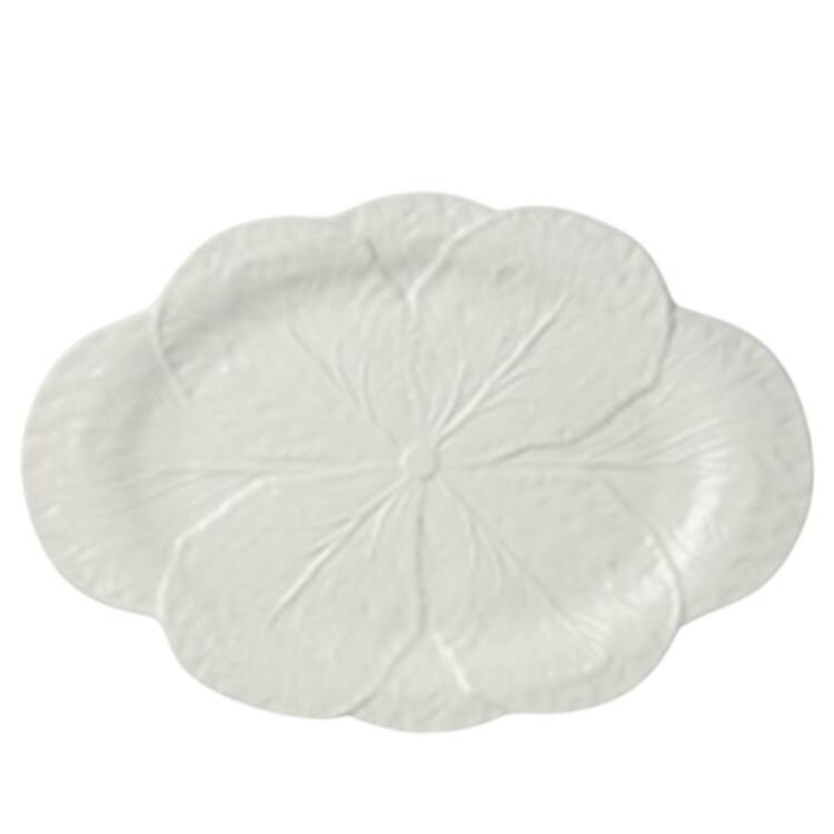 Le Jardin White Cabbage 17" Oval Serving Platter
