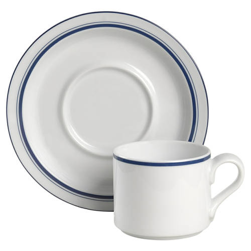 Christianshavn Blue Flat Cup & Saucer Set