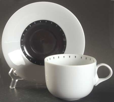 Ditto Black Flat Cup & Saucer Set by Dansk