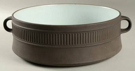 Flamestone Fluted Brown (Older) 4 Quart Round Casserole No Lid