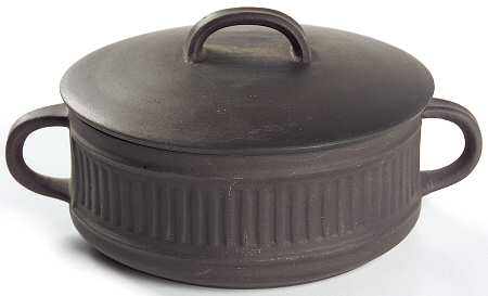 Flamestone Fluted Brown (Older) Sugar Bowl/Individual Casserole & Lid