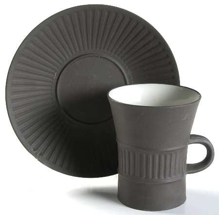 Flamestone Fluted Brown (Older) Flat Cup & Saucer Set