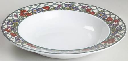 Nordic Garden-Lattice & Ribbon Rim Soup Bowl