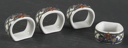 Nordic Garden-Lattice & Ribbon Napkin Ring - Set of 4